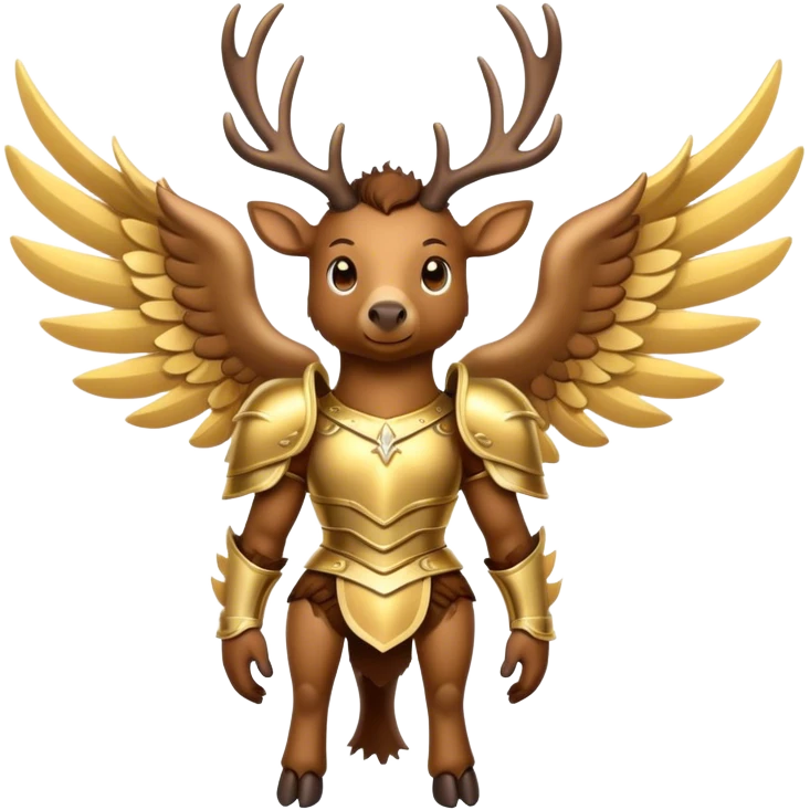 Brown Flying Elk with wings wearing gold armor emoji