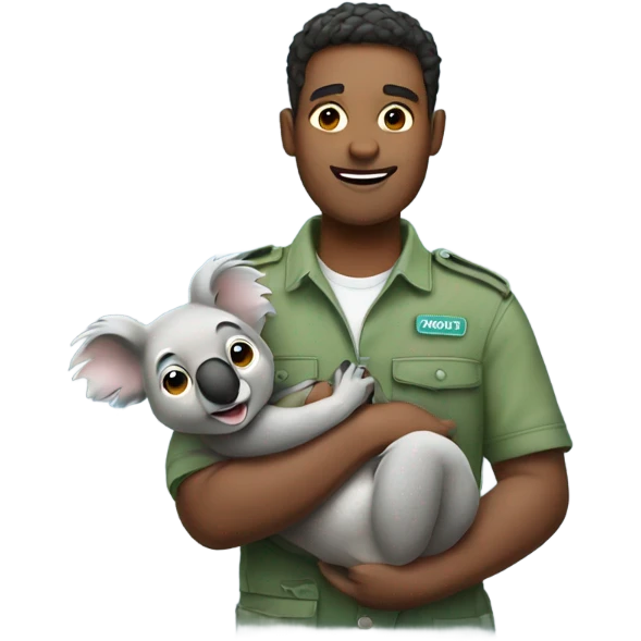 Male zookeeper holding koala emoji