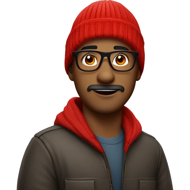 man wearing red beanie and red glasses  emoji