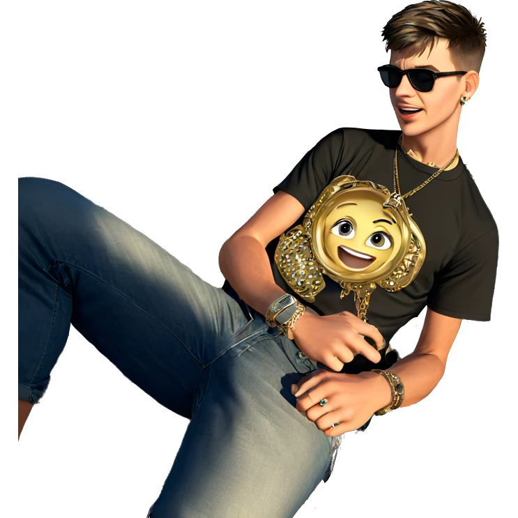 confident boy with jewelry outdoors emoji