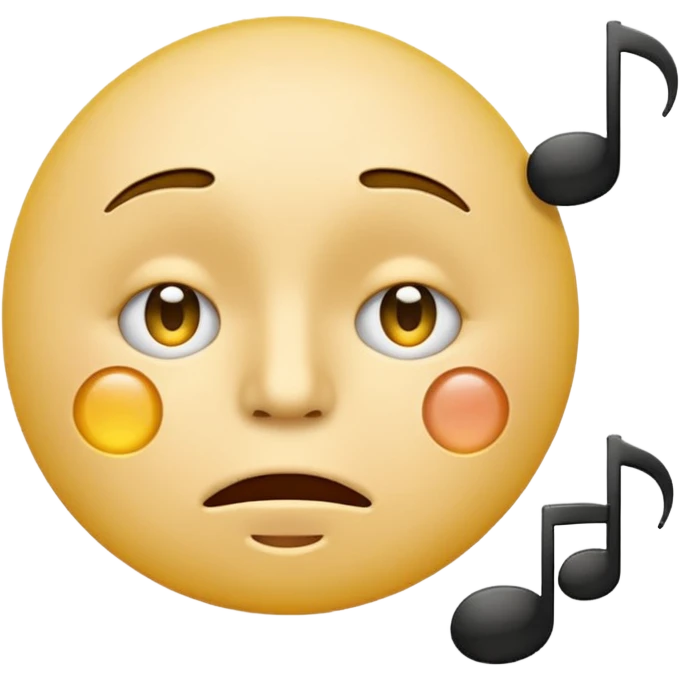yellow circle face emoji whistling with music notes coming out its mouth and side-eyeing emoji