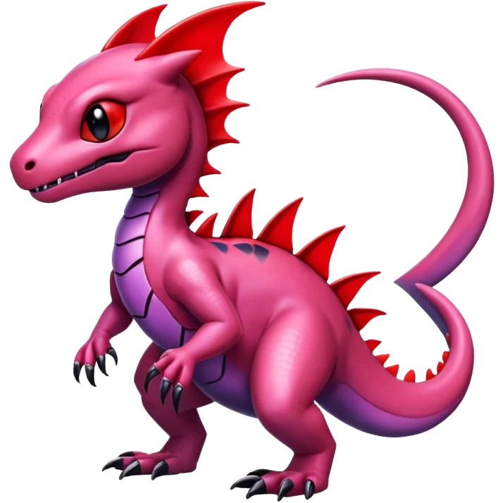 Cute Shiny mauve iridescent Guilmon-Salandit-Fakémon-hybrid-creature (full body)  emoji