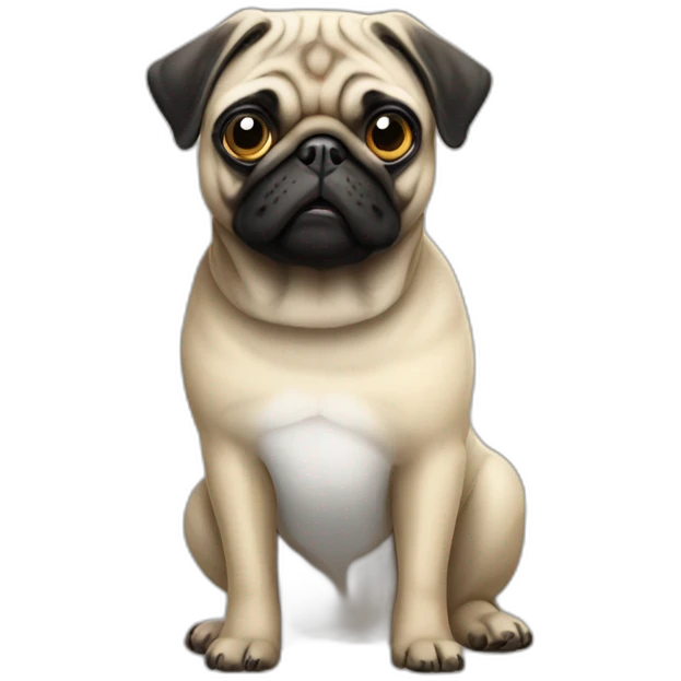 pug wearing a t-shirt emoji