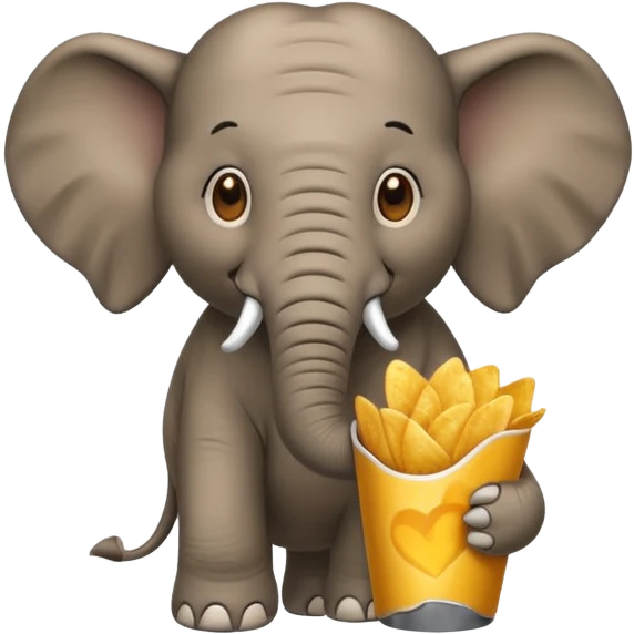 Elephant eating chips emoji