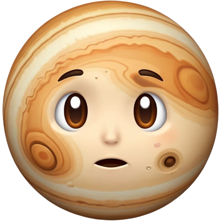 Jupiter planet with a cute sad face, teary eyes emoji