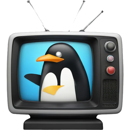 television with penguin and plex on screen emoji