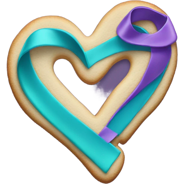 Purple teal Suicide awareness ribbon, heart cookie emoji