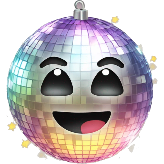 Disco ball with a bow and sparkles emoji