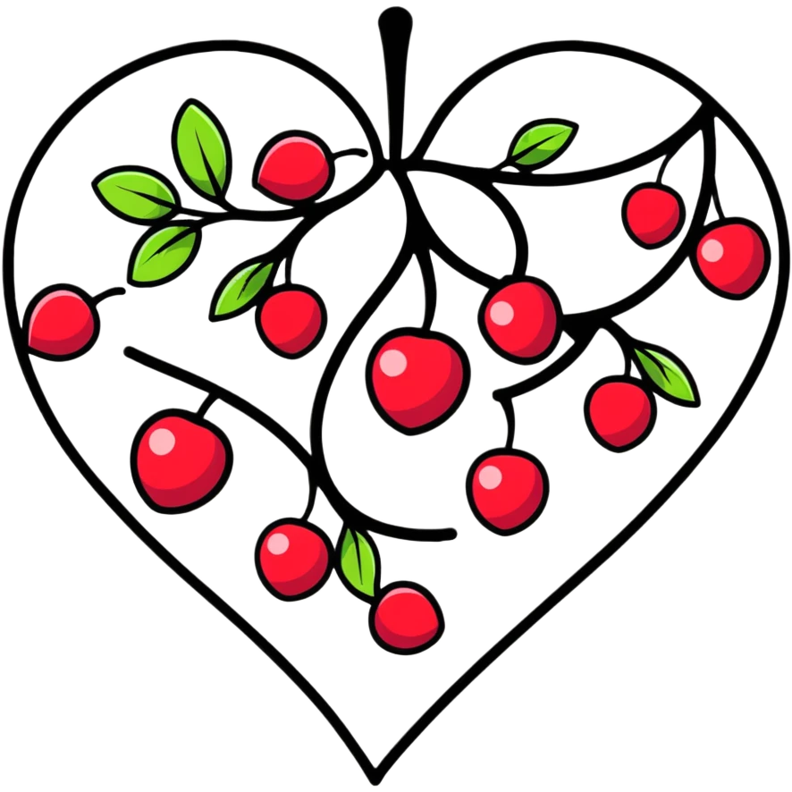 heart shape made out of berries emoji