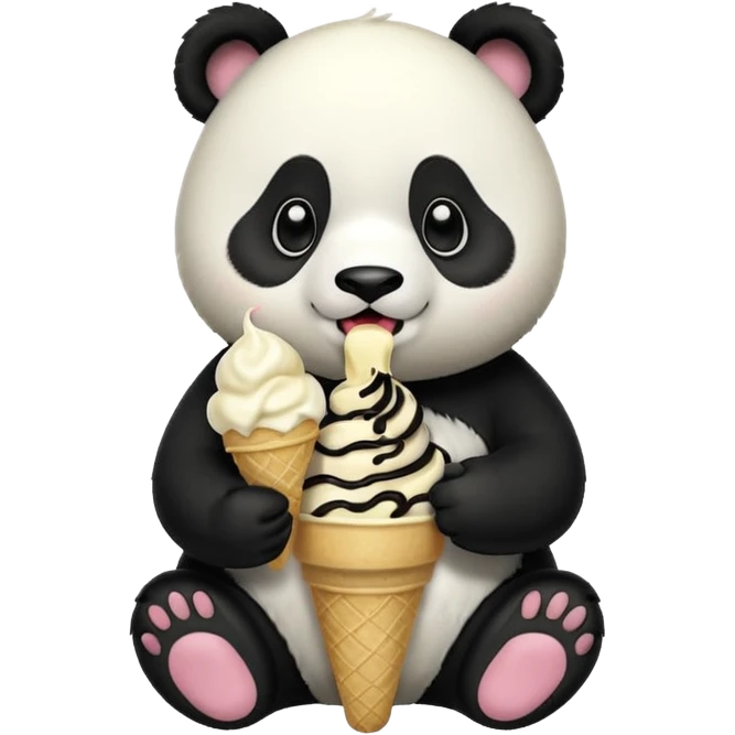 Panda eating ice cream emoji