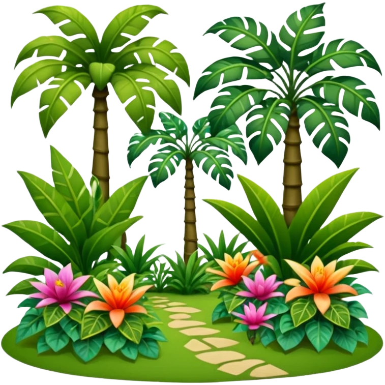 garden with exoctic plants and trees emoji