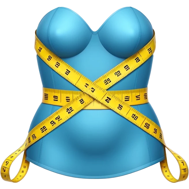 Realistic iOS emoji style, 3D, glossy and smooth gradients. A cartoon waist with a yellow measuring tape wrapped around it, simple and clear, high quality. emoji
