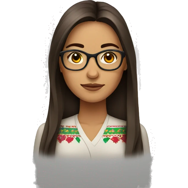 Mexican Woman with glasses and straight long brown hair  emoji
