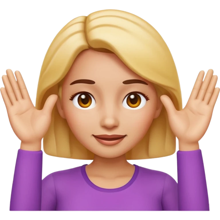 Apple-style 3D emoji of a cartoon woman with both hands placed at the sides of her forehead, as if pointing or highlighting the forehead area, cheerful and clear expression, colorful emoji style, no background. emoji