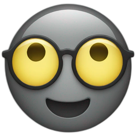 A yellow circle with eyes and glasses emoji