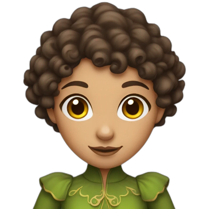 tan female elf with dark brown curly hair emoji