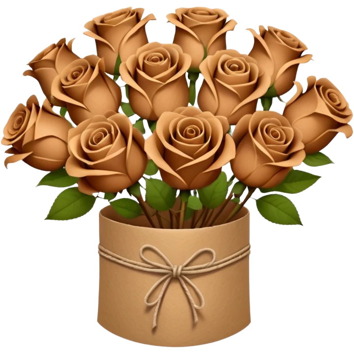 Bouquet of brown roses in a paper package emoji