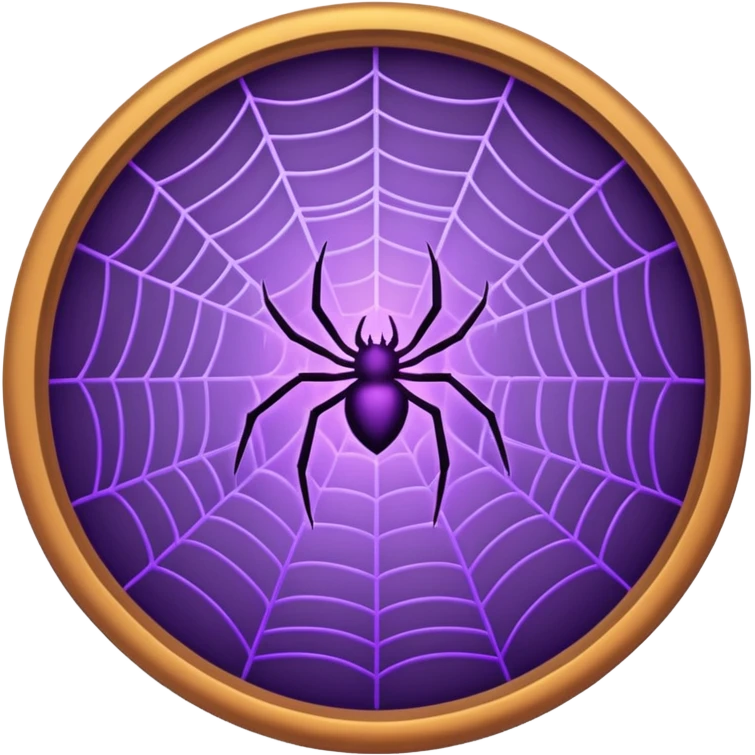 a circular frame of glowing purple spider webs with tiny bats  emoji