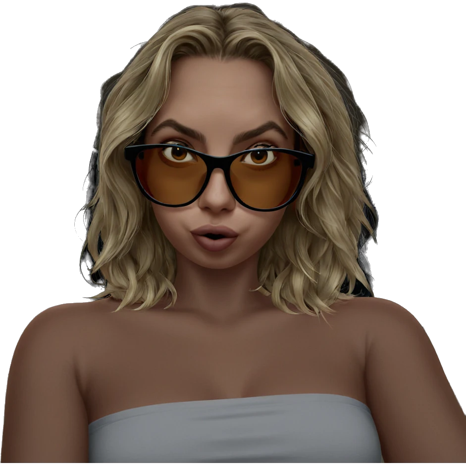 blonde girl with sunglasses emoji