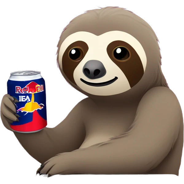 sloth with RedBull can and laptop emoji