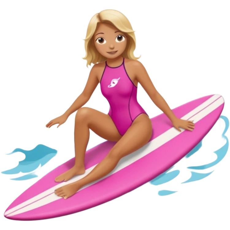 Surf girl on the board in a pink one-piece swimsuit emoji