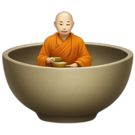 tea bowl with a monk emoji