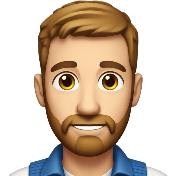 Male farmer, short thin beard (brown hair and BLUE eyes) emoji