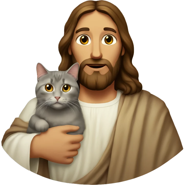 Cross eyed Jesus with an obese cat  emoji