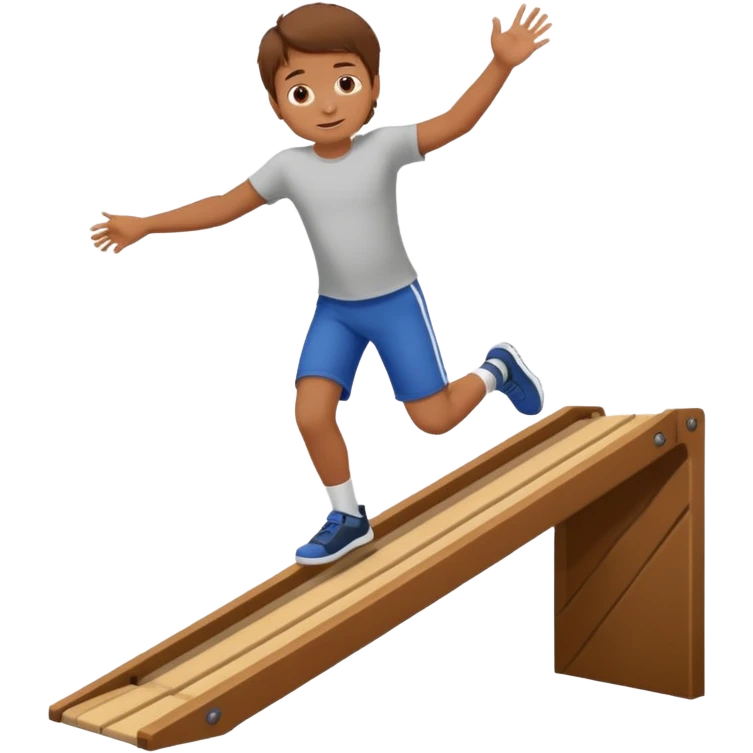 jongen die aan het buikglijden is met bruin haar van een schans emoji