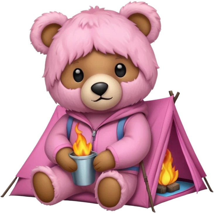  Teddy bear camping pink emoji