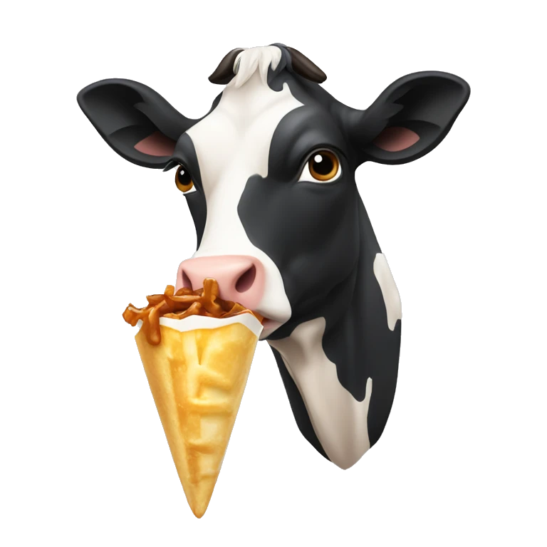 Une vache qui mange poutine  emoji