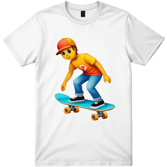 graphic tee shirt with a skateboard design emoji