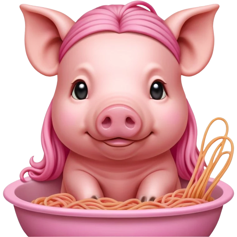   renaissance monalisa pig with pink spaghetti background  emoji
