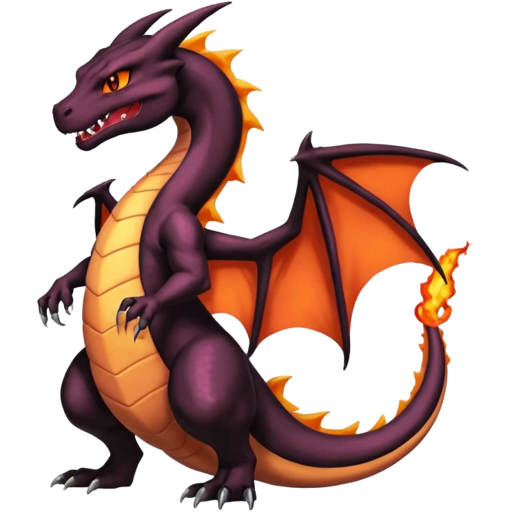 Black lanky elegant evil badass handsome cool beautiful Shiny-Charizard-Salazzle-Seviper-Salandit-fusion emoji