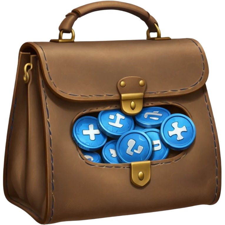 blue coins inside a leather bag  emoji