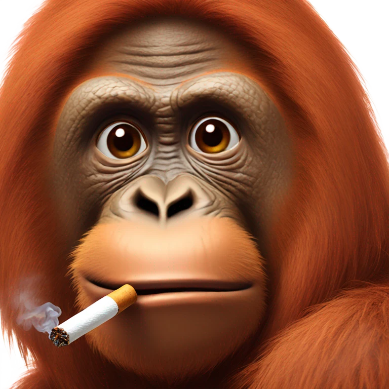 Orangutan smoking a cigarette wearing a beanie  emoji
