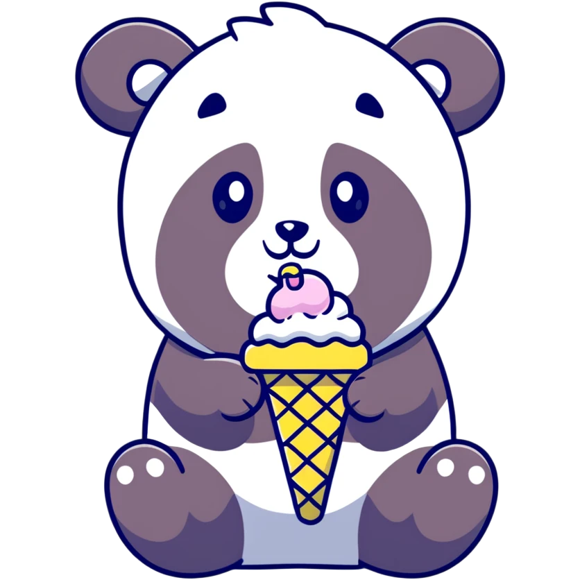 Panda eating ice cream emoji