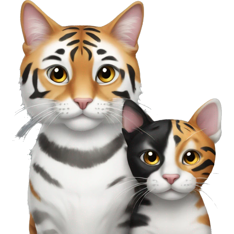 1 black and white cat and 1 tiger cat emoji