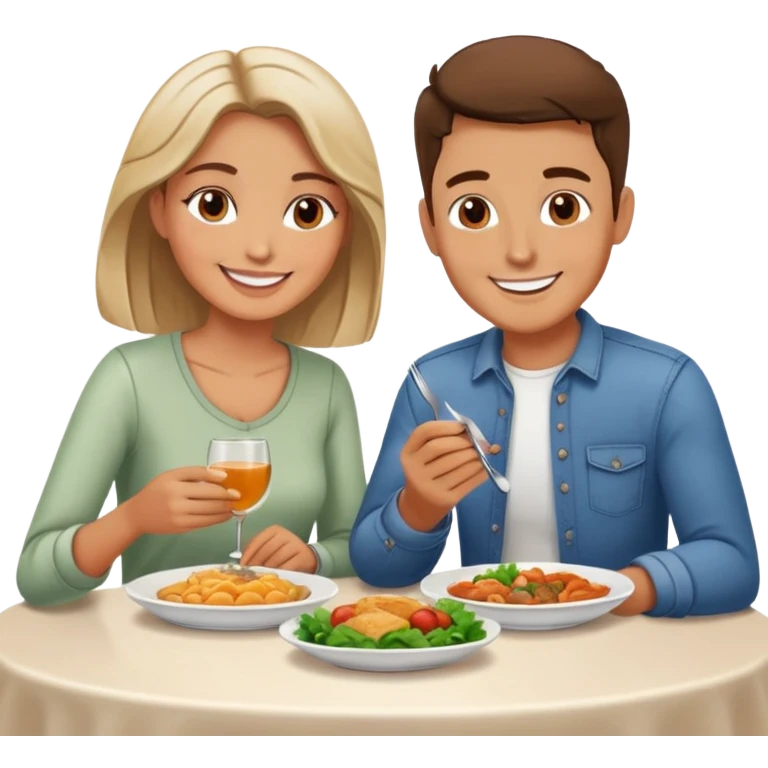 Woman and man having dinner  emoji