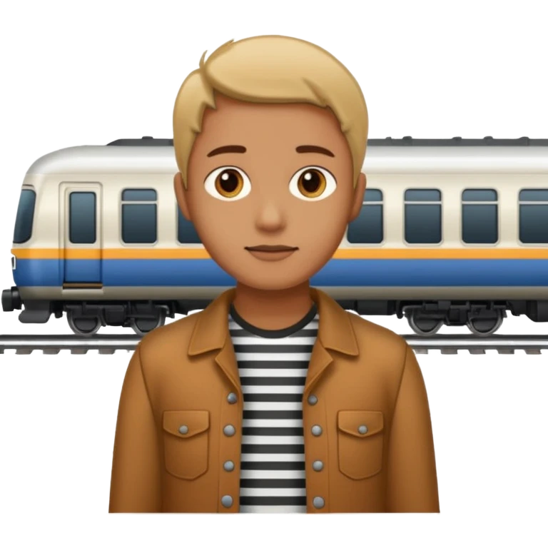 train moving behind a person emoji