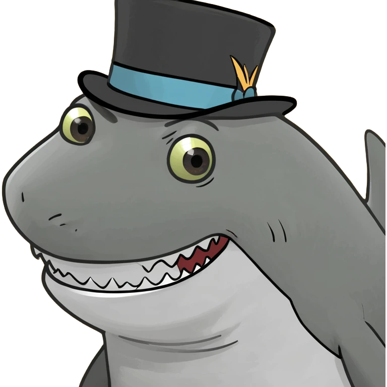 Shark with a top hat emoji