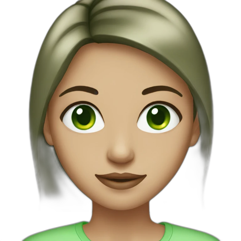 Green eyes girl, straight hair emoji