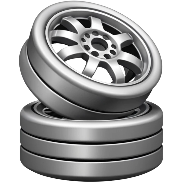 Emoji icon of a set of custom alloy wheels stacked together emoji
