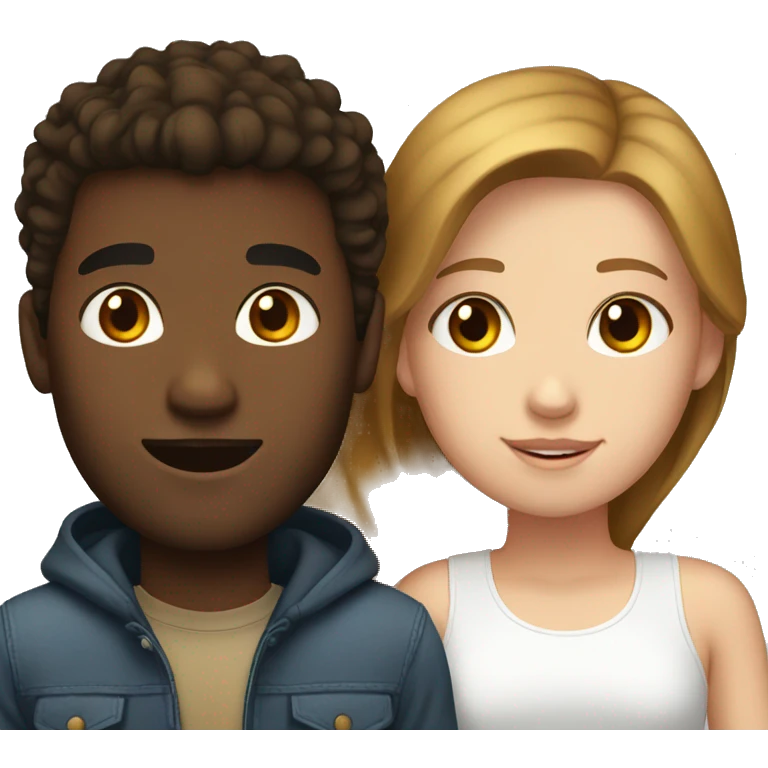 Mixed boyfriend and white girlfriend both with brown hair emoji