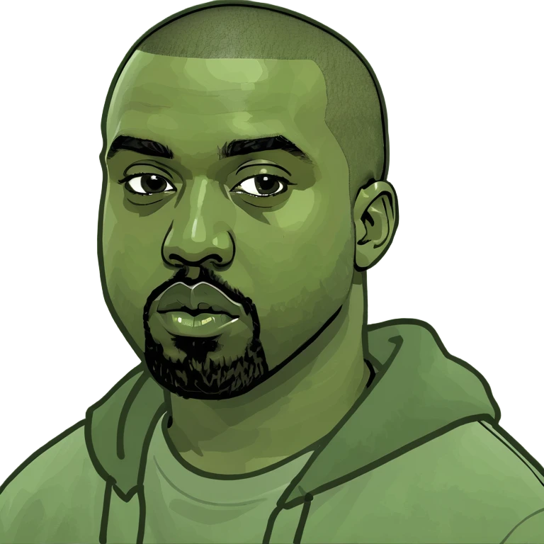 The rapper Kanye West in a Red Ferrari  emoji