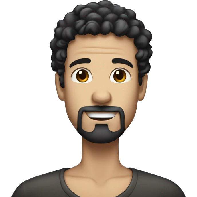 White man with curly black hair and a goatee covered in milk emoji