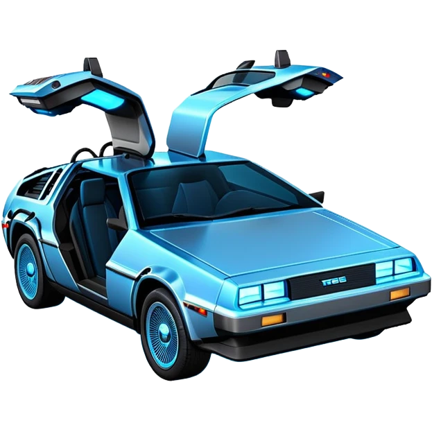 DeLorean car from Back to the Future with Tron movie feel emoji