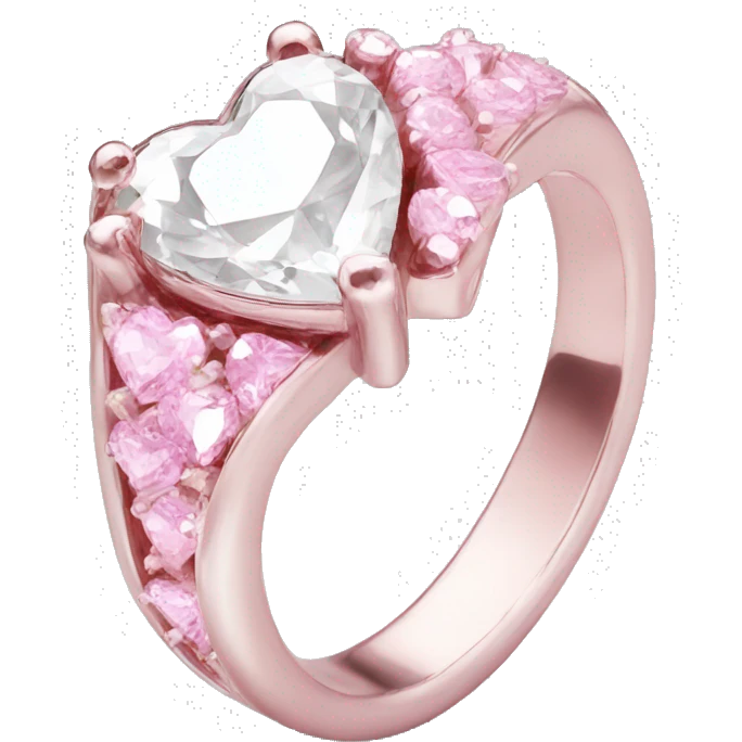 Diamond silver  ring light pink heart emoji