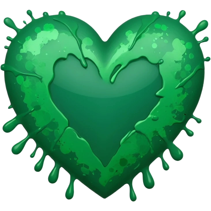 green heart with a paint splatter emoji