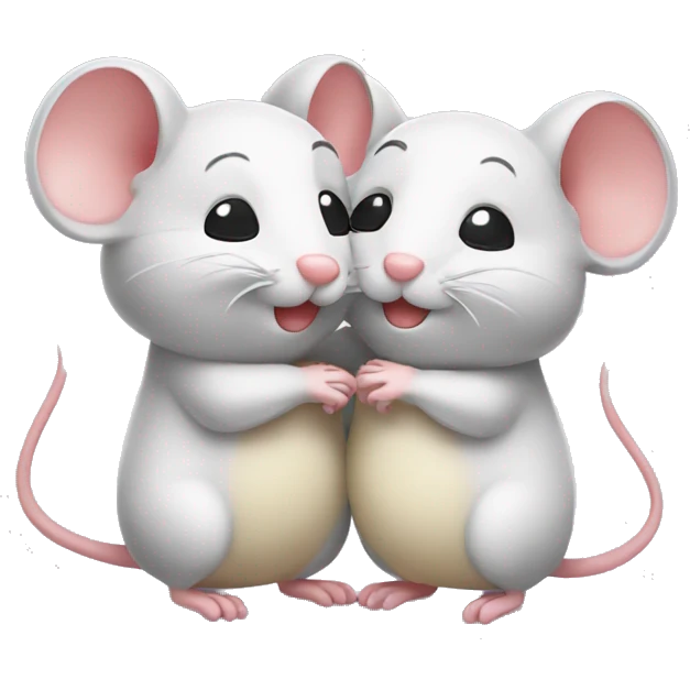 Two cute mice hugging each other with love  emoji